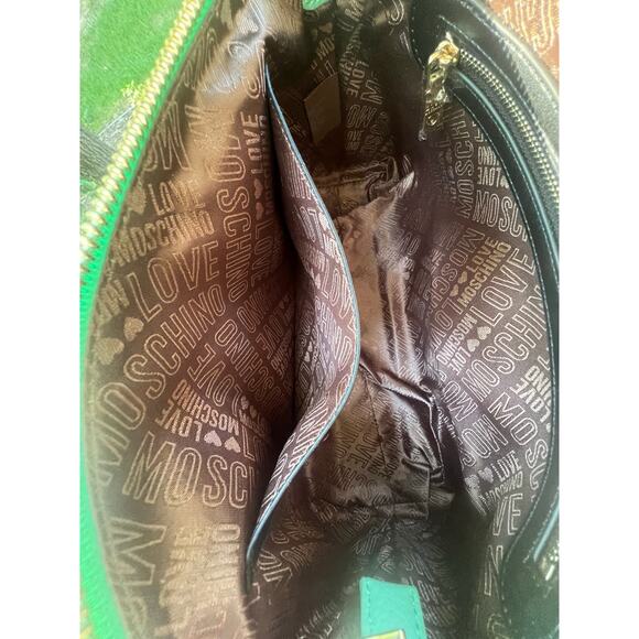 LOVE MOSCHINO Crossbody Bag PU Leather Branded Charms Zip Closure w/Dusty - Picture 11 of 15